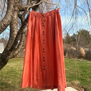Forenza A-Line Silk Skirt in Vibrant Coral